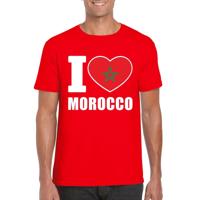 Rood I love Marokko - supporters fans - t-shirt - heren - met vlag
