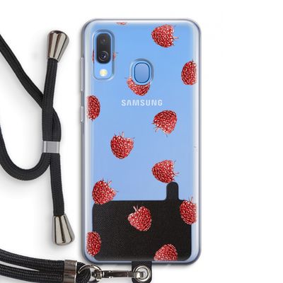 Framboosjes: Samsung Galaxy A40 Transparant Hoesje met koord