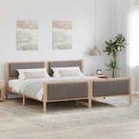 Bedframe Bruin en taupe 200 x 200 cm Massief grenenhout