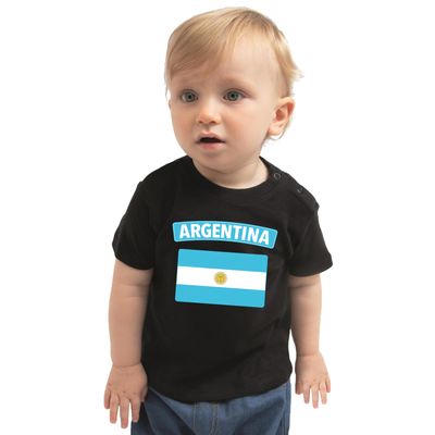 Argentina t-shirt met vlag Argentinie zwart voor babys Argentina t-shirt met vlag Argentinie zwart voor babys
