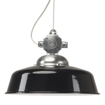 Hanglamp aan ketting Detroit Industrie aluminium met Zwarte deksel