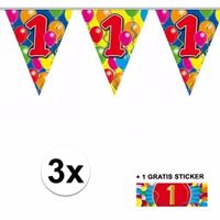 3 Gekleurde slinger s 1 jaar met sticker