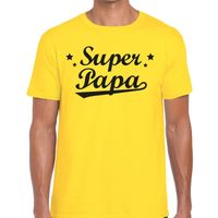 Super papa cadeau t-shirt geel voor heren - thumbnail