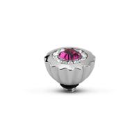 Melano Twisted Ribbed CZ Steentje Fuchsia Zilver