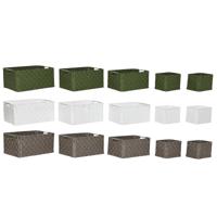 Basket spelset Home ESPRIT Groen Grijs Crème Metaal Polypropyleen 44 x 32 x 20 cm (3 Stuks)