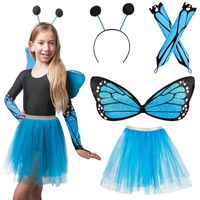 Verkleed set vlinder - 4-delig - blauw - kinderen - Carnavalskleding/accessoires   -