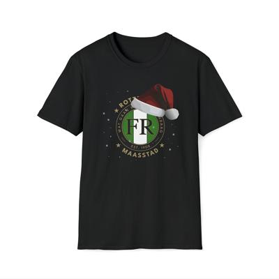 T-shirt regular zwart - FR met kerstmuts - logo voor groot