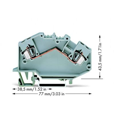 WAGO 781-601 Doorgangsklem 6 mm Spanveer Toewijzing: L Grijs 50 stuk(s)