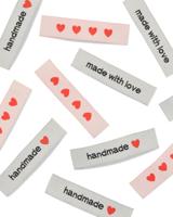 HEMA Naailabels linnenlook hartjes - 12 stuks (wit)