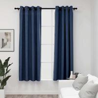 VidaXL Gordijnen linnen-look verduisterend ogen 2 st 140x175 cm blauw