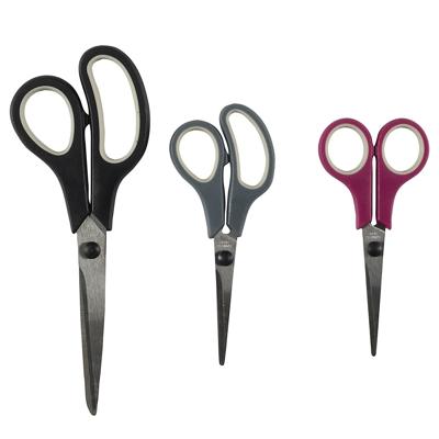 Huishoud en keuken scharen set van 3x stuks - kleurenmix - 21/17 en 14 cm - rvs metaal/kunststof