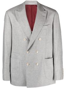 Brunello Cucinelli blazer en laine à boutonnière croisée - Gris