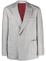 Brunello Cucinelli blazer en laine à boutonnière croisée - Gris