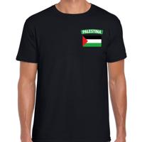 Palestina t-shirt met vlag - zwart - op borst vlag - voor heren - landen