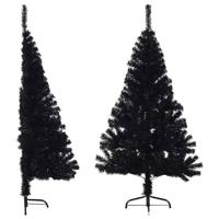 VidaXL Kunstkerstboom met standaard half 150 cm pvc zwart