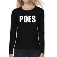 POES tekst t-shirt long sleeve zwart voor dames - thumbnail