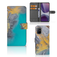 OnePlus 8T Bookcase Marble Blue Gold - thumbnail