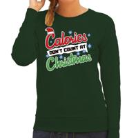 Foute Kersttrui - sweater - Calories dont count at Christmas - groen - voor dames - kerstkleding