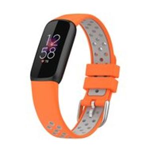 Fitbit Luxe - Siliconen sportbandje - Maat: Large - Oranje + grijs