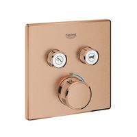 Inbouwkraan Grohe Grohtherm Smart Control Thermostaatkraan met 2-weg Omstelling Vierkant Warm Sunset Geborsteld - thumbnail