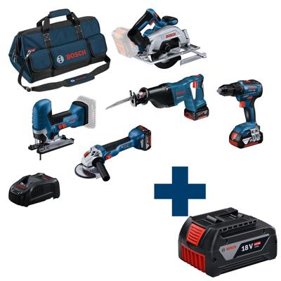 Bosch Professional Accu Toolkit 5-delig 18V GSR+GWS+GKS+GSA+GST in Toolbag - 0615A5004E