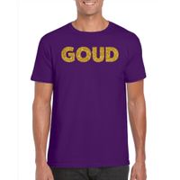 Feest t-shirt voor heren goud - glitter tekst - foute party/carnaval - paars - thumbnail