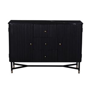 Giga Meubel - Dressoir Zwart Met Marmer - Japandi Style - 120x38x85cm