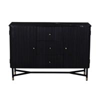 Giga Meubel - Dressoir Zwart Met Marmer - Japandi Style - 120x38x85cm - thumbnail