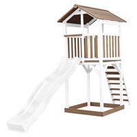 AXI Beach Tower Speeltoestel van hout in Bruin en Wit Speeltoren met zandbak en witte glijbaan - thumbnail