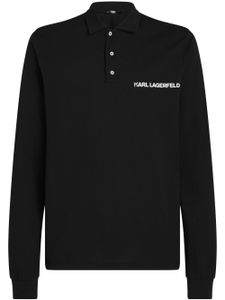 Karl Lagerfeld polo en piqué de coton à logo Karl - Noir