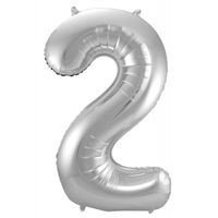 Zilveren Folieballon Cijfer 2 - 86 cm - thumbnail