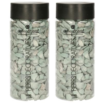 Atmosphera Kleine decoratie/hobby steentjes - 2x - groen/grijs - 750 gram - vazen vulling
