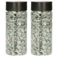 Atmosphera Kleine decoratie/hobby steentjes - 2x - groen/grijs - 750 gram - vazen vulling