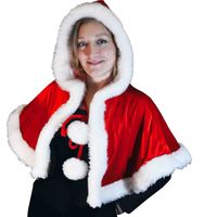 Kerstfeest verkleedkleding rode kerstvrouw cape met capuchon - thumbnail