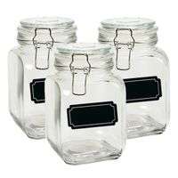 Weckpot/inmaakpot - 4x - 1.2L - glas - met beugelsluiting - incl. etiketten - thumbnail