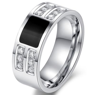 Herenring edelstaal Cubic Zirconia