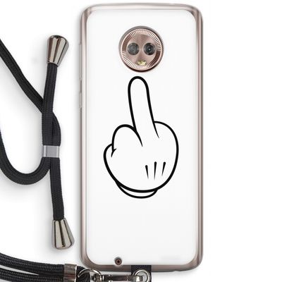 Middle finger white: Motorola Moto G6 Transparant Hoesje met koord