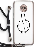 Middle finger white: Motorola Moto G6 Transparant Hoesje met koord