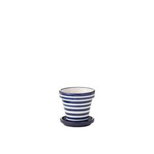 J-Line Flowerpot+Plate Granada Stripes Handmade+Painted Ceramic Cob