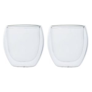 Set van 2x dubbelwandige koffieglazen/thee glazen 220 ml - Koffie- en theeglazen