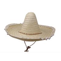 Mexicaanse Sombrero hoed voor heren - carnaval/verkleed accessoires - naturel - met ornamenten