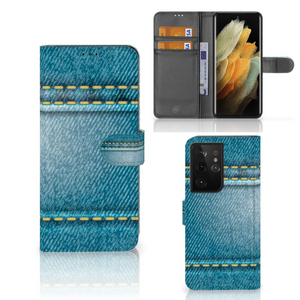 Samsung Galaxy S21 Ultra Wallet Case met Pasjes Jeans