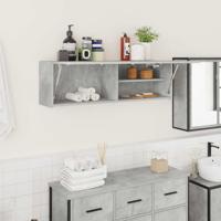 Badkamerwandkast 100x25x30 cm bewerkt hout betongrijs