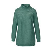 Pullover met opstaande kraag van lamswol, zeegras Maat: 40/42 - thumbnail