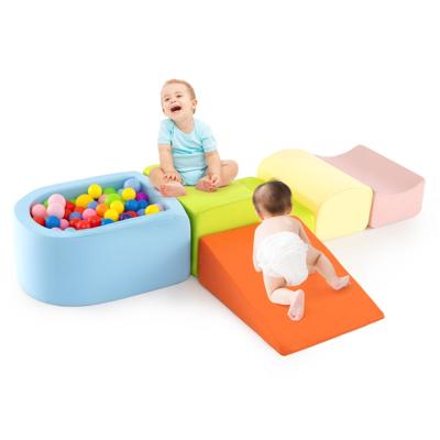 5-delige Klim- & Kruipset Zachte Speelblokken met Ballenbak Schuimbouwstenen Creatieve Bouwstenen voor Speelkamer Kinderkamer