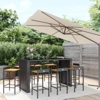 9-delige Tuinbarset poly rattan en massief acaciahout zwart
