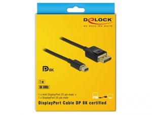 DeLOCK Mini DisplayPort > DisplayPort kabel 1 meter, 8K 60 Hz