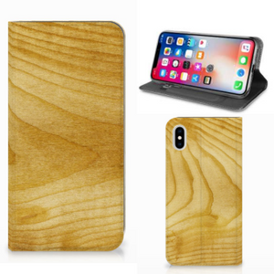 Apple iPhone Xs Max Book Wallet Case Licht Hout