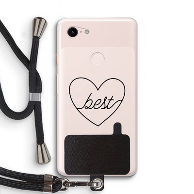 Best heart black: Pixel 3 XL Transparant Hoesje met koord