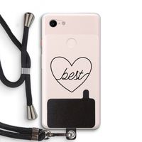 Best heart black: Pixel 3 XL Transparant Hoesje met koord Best heart black: Pixel 3 XL Transparant Hoesje met koord